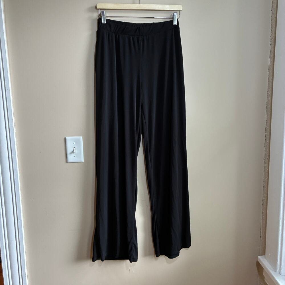Brigitte Brianna black palazzo wide leg pants made in USA women's L high waisted